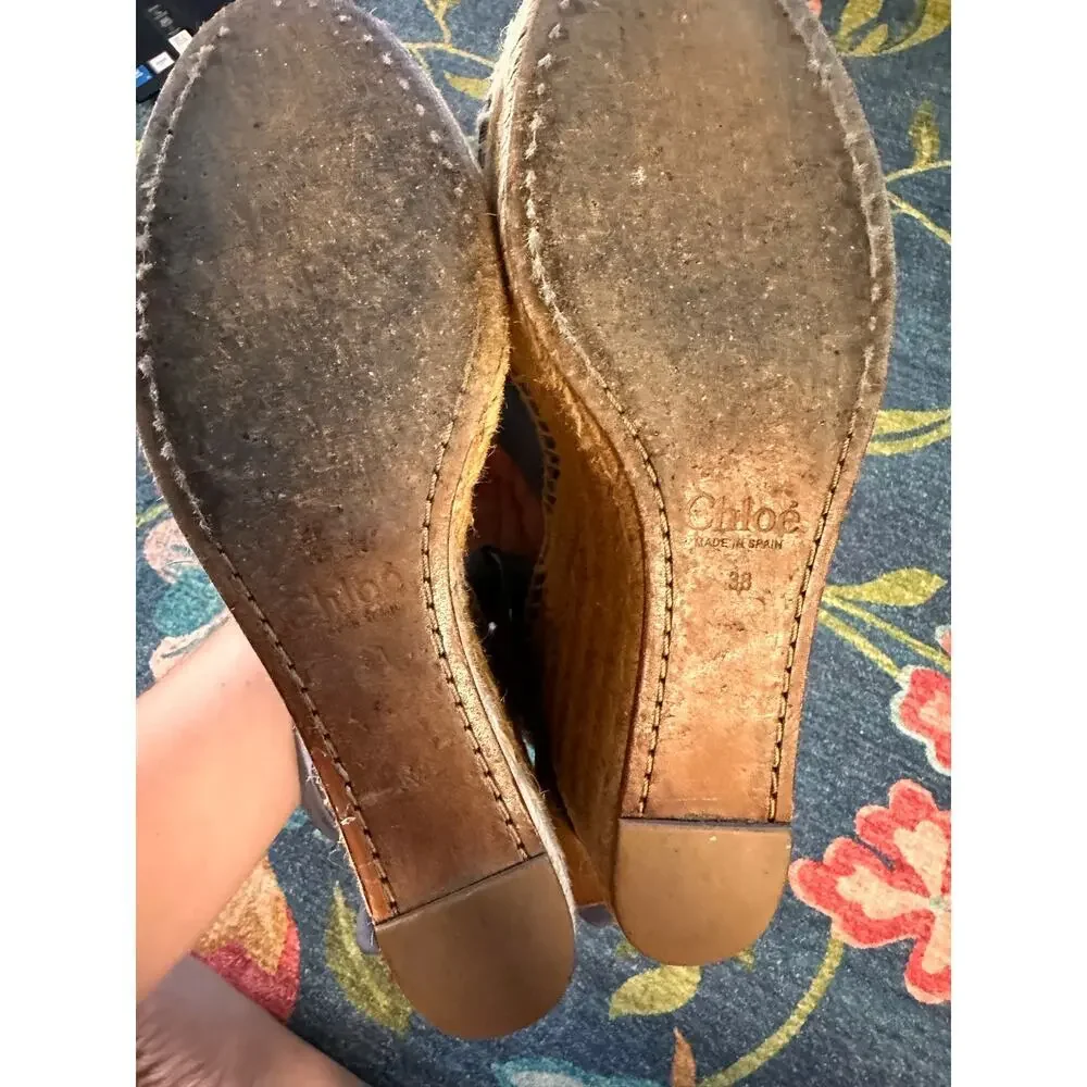 Chloe Lauren Platform Espadrille Wedge Sandals Size 38
